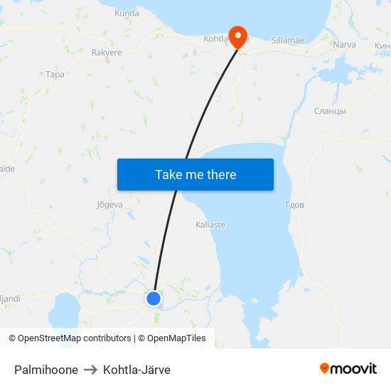 Palmihoone to Kohtla-Järve map