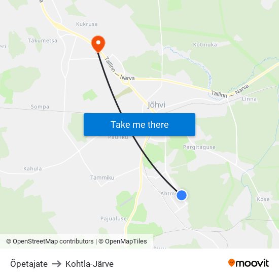 Õpetajate to Kohtla-Järve map