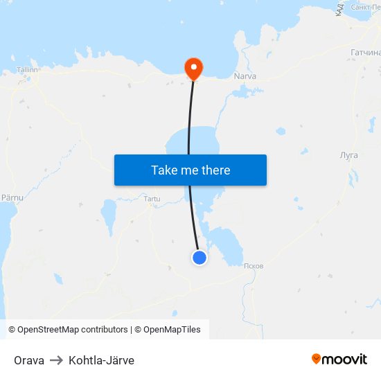 Orava to Kohtla-Järve map
