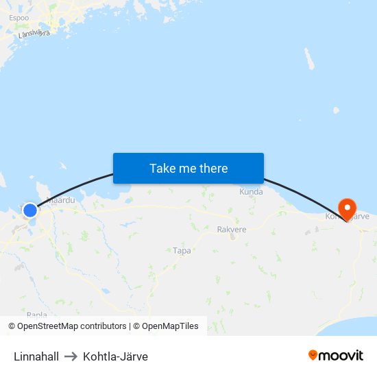 Linnahall to Kohtla-Järve map