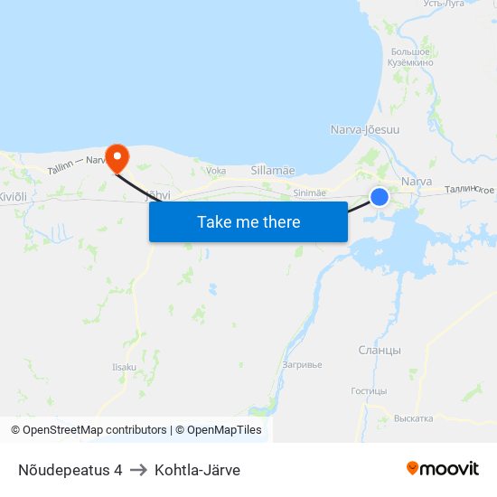 Nõudepeatus 4 to Kohtla-Järve map