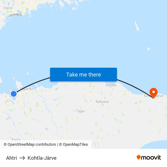 Ahtri to Kohtla-Järve map