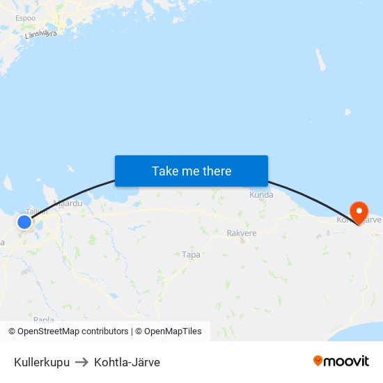 Kullerkupu to Kohtla-Järve map