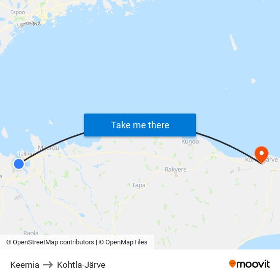 Keemia to Kohtla-Järve map