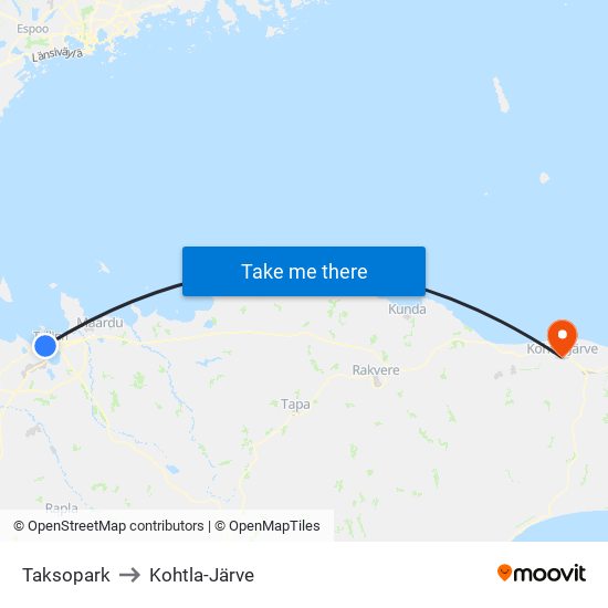 Taksopark to Kohtla-Järve map