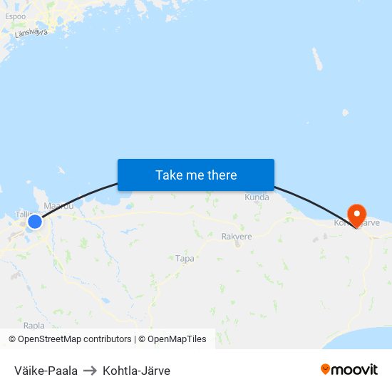 Väike-Paala to Kohtla-Järve map