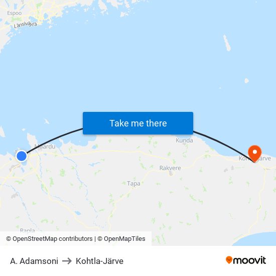 A. Adamsoni to Kohtla-Järve map