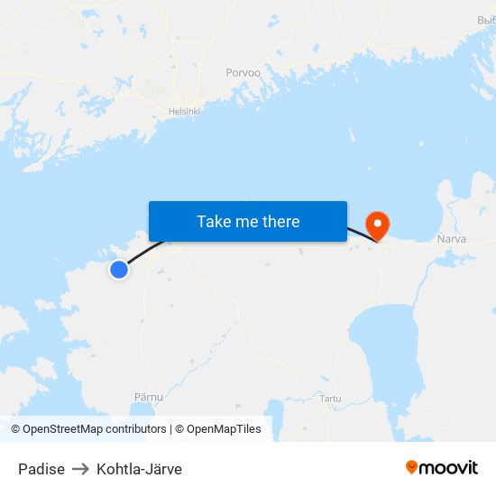 Padise to Kohtla-Järve map