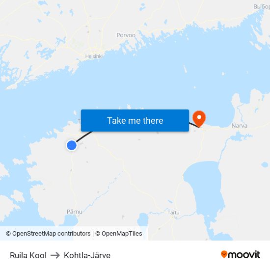 Ruila Kool to Kohtla-Järve map