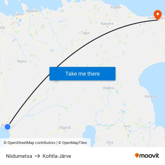 Niidumetsa to Kohtla-Järve map