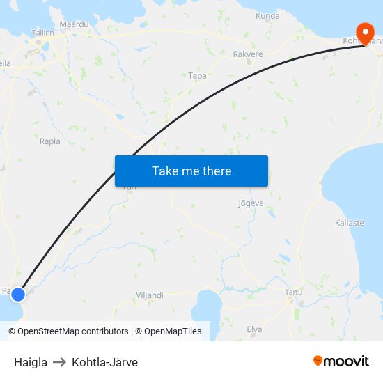 Haigla to Kohtla-Järve map