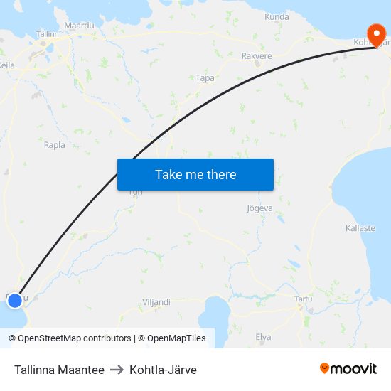 Tallinna Maantee to Kohtla-Järve map