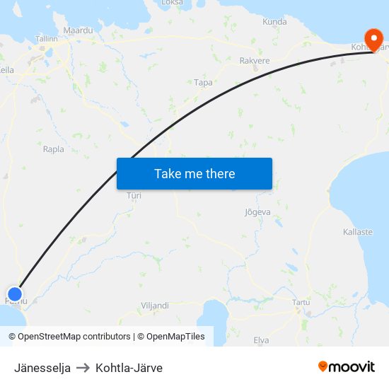 Jänesselja to Kohtla-Järve map