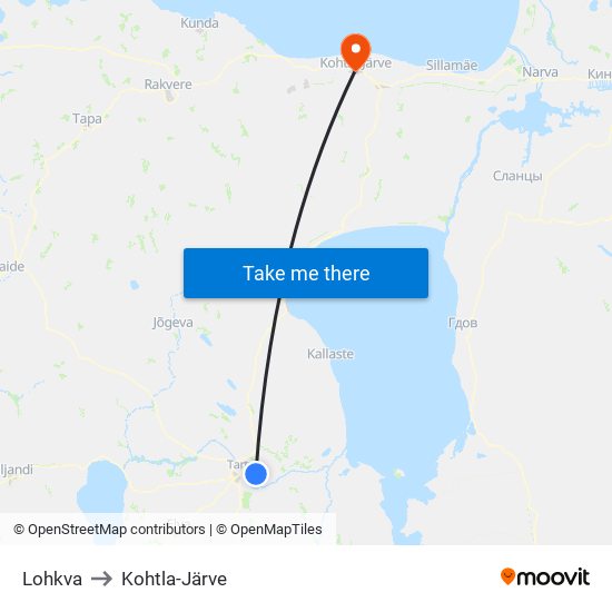 Lohkva to Kohtla-Järve map