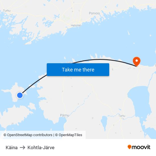 Käina to Kohtla-Järve map