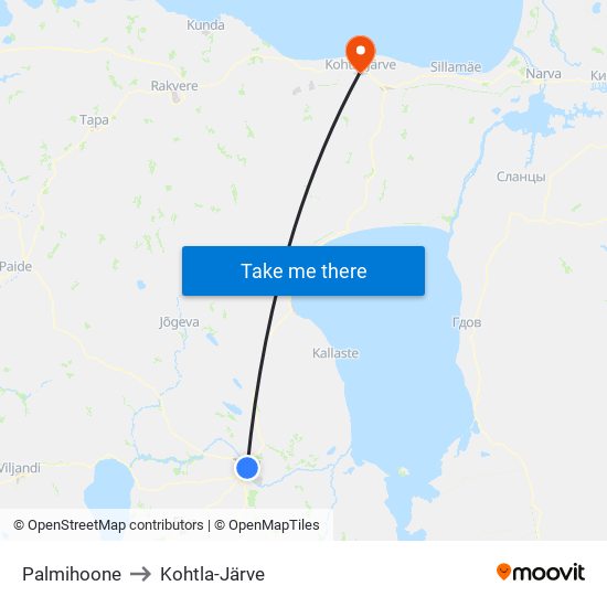 Palmihoone to Kohtla-Järve map