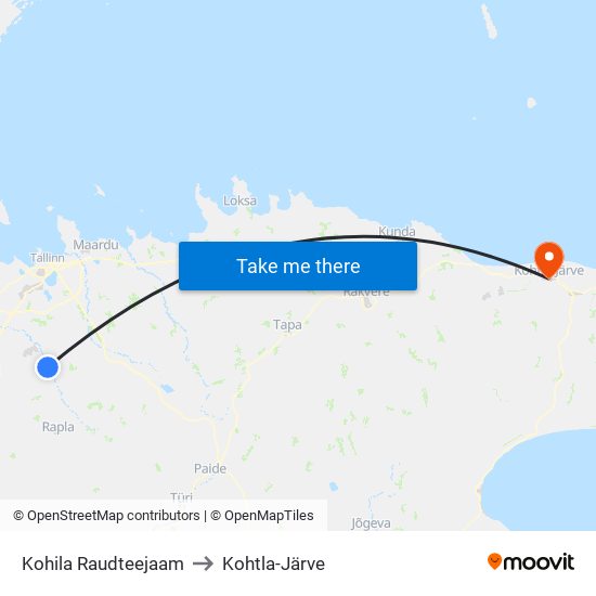 Kohila Raudteejaam to Kohtla-Järve map