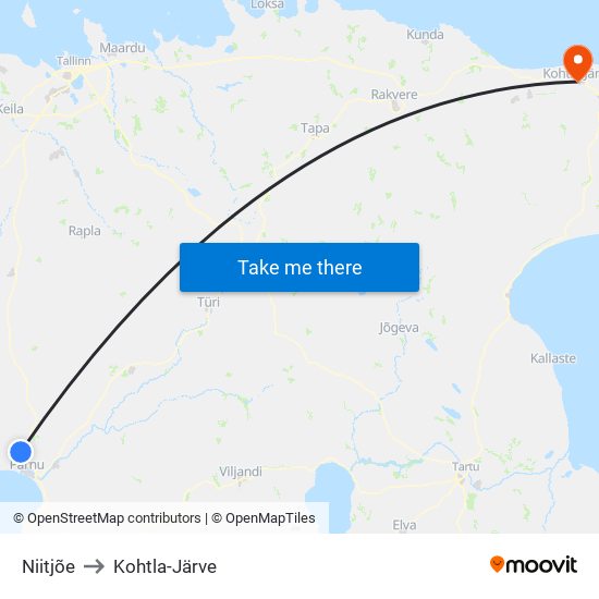 Niitjõe to Kohtla-Järve map