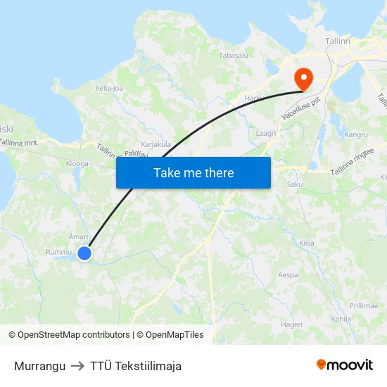 Murrangu to TTÜ Tekstiilimaja map