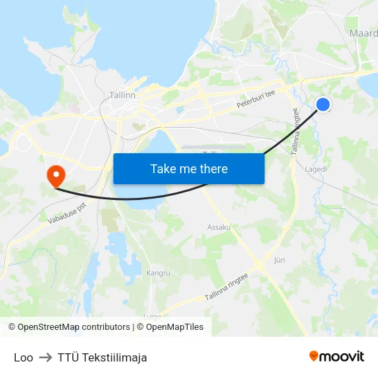 Loo to TTÜ Tekstiilimaja map