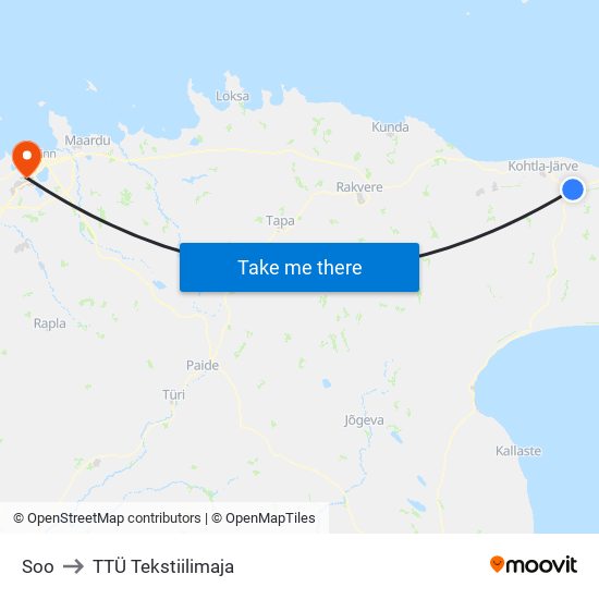 Soo to TTÜ Tekstiilimaja map