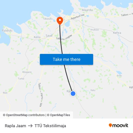 Rapla Jaam to TTÜ Tekstiilimaja map