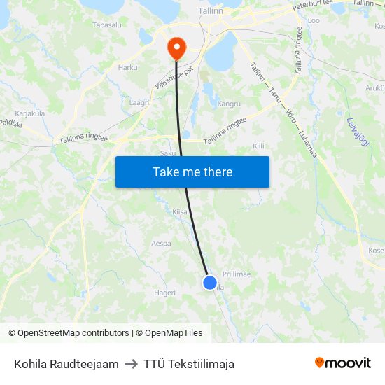 Kohila Raudteejaam to TTÜ Tekstiilimaja map