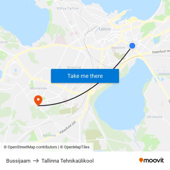 Bussijaam to Tallinna Tehnikaülikool map