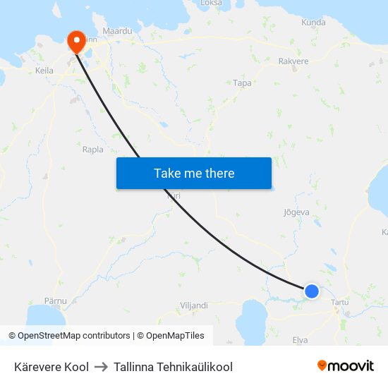 Kärevere Kool to Tallinna Tehnikaülikool map