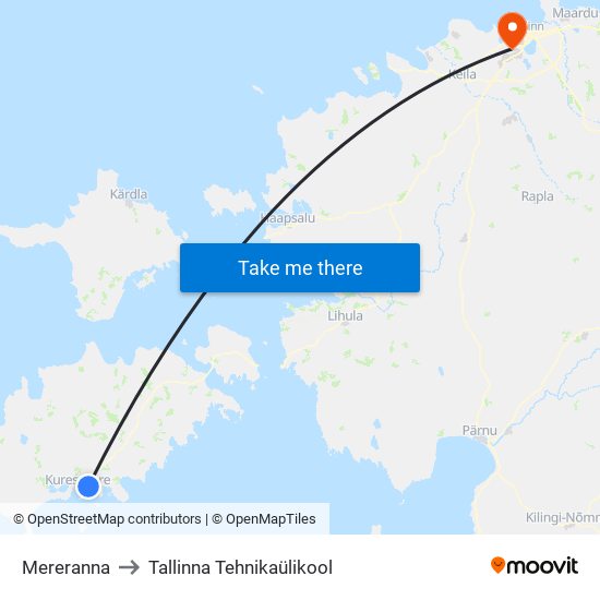 Mereranna to Tallinna Tehnikaülikool map
