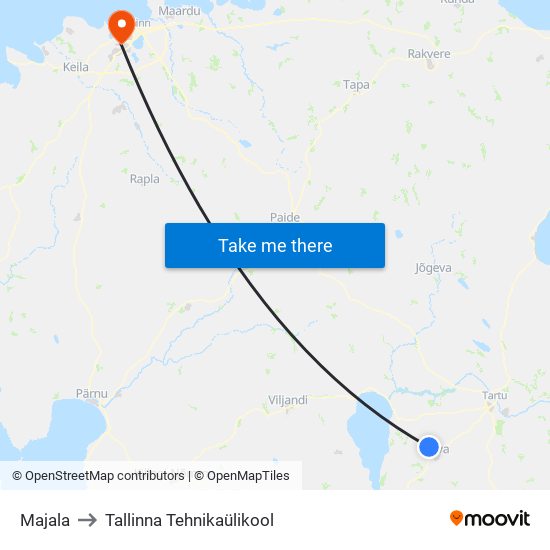 Majala to Tallinna Tehnikaülikool map