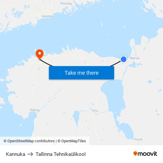 Kannuka to Tallinna Tehnikaülikool map