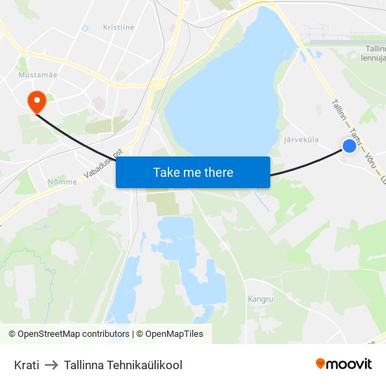 Krati to Tallinna Tehnikaülikool map