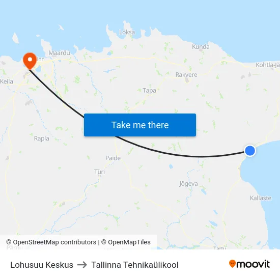 Lohusuu Keskus to Tallinna Tehnikaülikool map