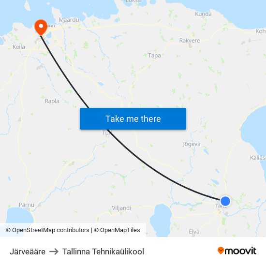 Järveääre to Tallinna Tehnikaülikool map