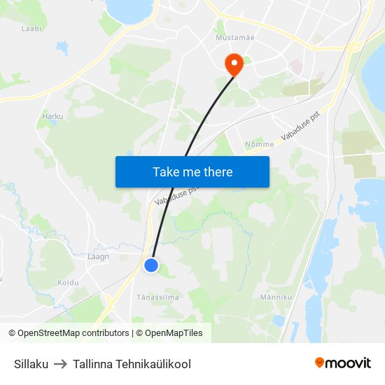 Sillaku to Tallinna Tehnikaülikool map