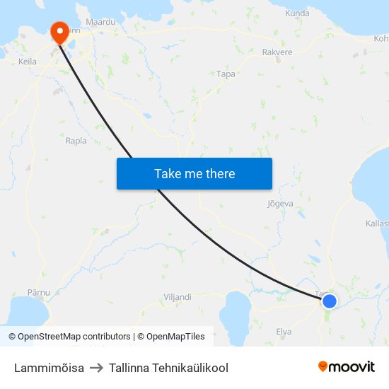 Lammimõisa to Tallinna Tehnikaülikool map