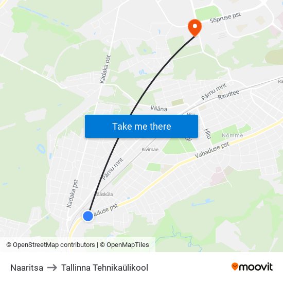 Naaritsa to Tallinna Tehnikaülikool map