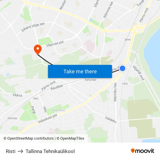 Risti to Tallinna Tehnikaülikool map