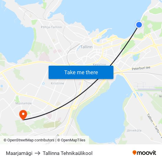 Maarjamägi to Tallinna Tehnikaülikool map