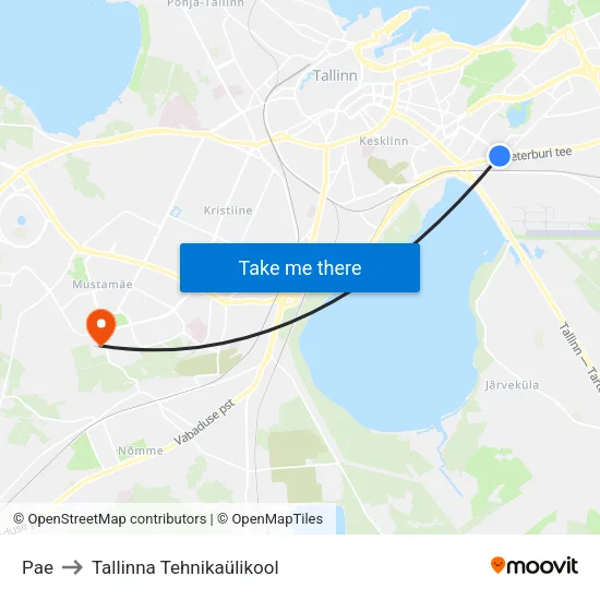 Pae to Tallinna Tehnikaülikool map