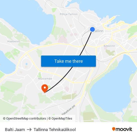 Balti Jaam to Tallinna Tehnikaülikool map