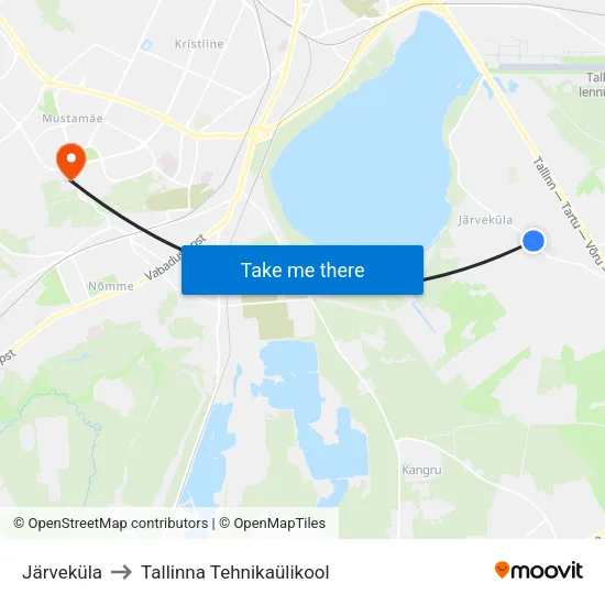 Järveküla to Tallinna Tehnikaülikool map