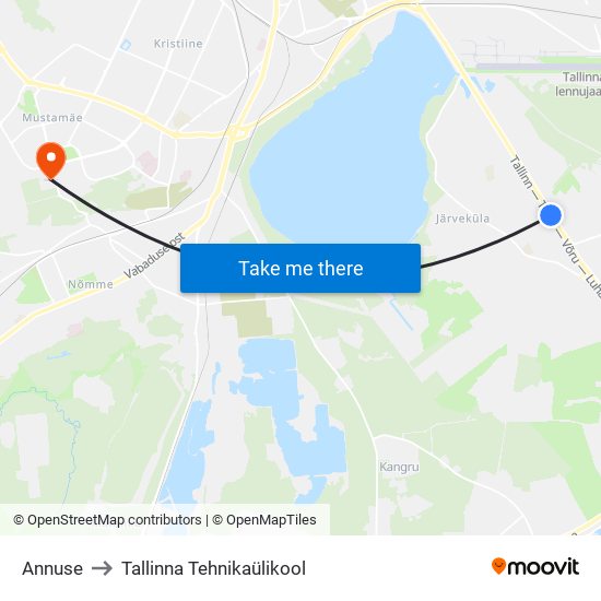 Annuse to Tallinna Tehnikaülikool map