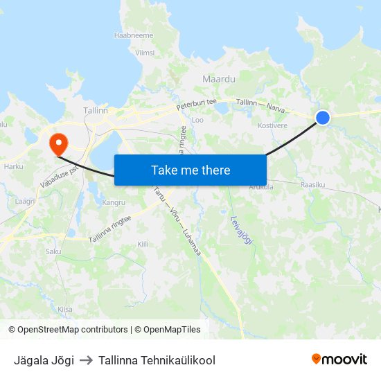 Jägala Jõgi to Tallinna Tehnikaülikool map
