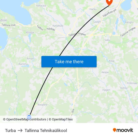 Turba to Tallinna Tehnikaülikool map