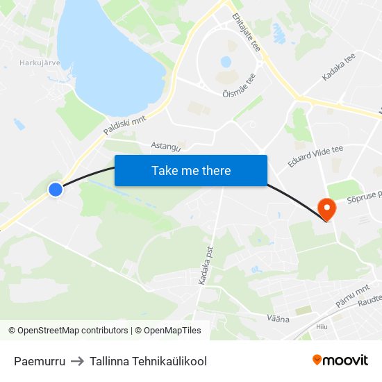 Paemurru to Tallinna Tehnikaülikool map
