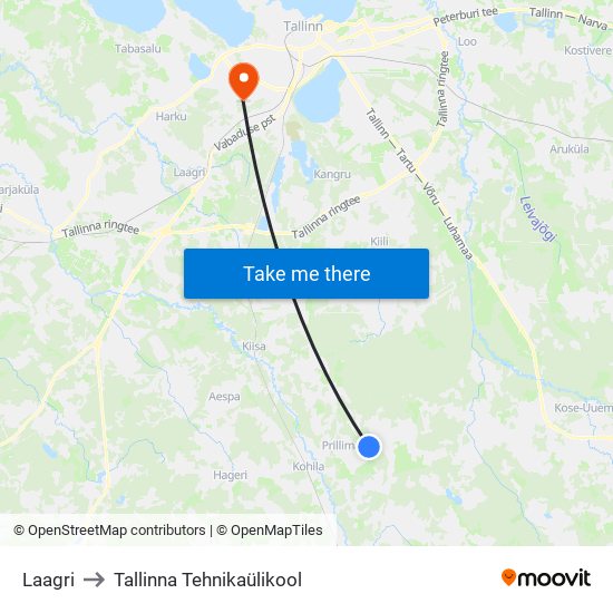 Laagri to Tallinna Tehnikaülikool map