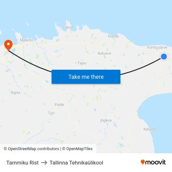 Tammiku Rist to Tallinna Tehnikaülikool map