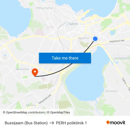 Bussijaam (Bus Station) to PERH polikliinik 1 map